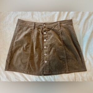 Olive Green Corduroy Mini Skirt - New